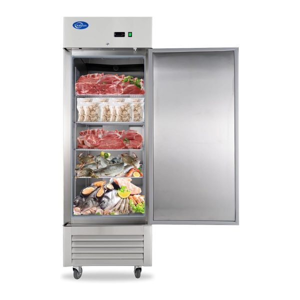 27  W Commercial Freezer, Reach-in 23 Cu.ft Stainless Steel Freezer with Single Solid Door, Upright Fan Cooling Freezer with 4 Adjustable Shelves, for Restaurant, Commercial Kitchen, Home For Cheap