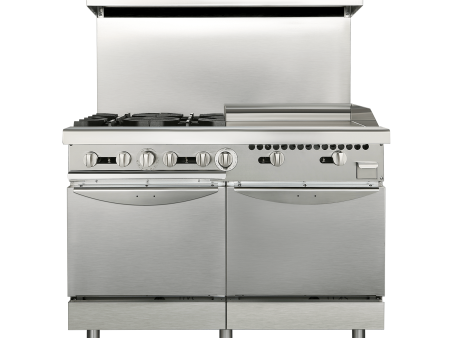 KICHKING Natural Gas Liquid Propane 4 Burner 48  Range with 24  Griddle and 2 Standard Ovens - 214,000 BTU Cheap