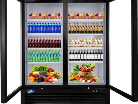 49 Cu. Ft Merchandiser Refrigerator Glass Door Commercial Beverage Refrigerators With LED Light Box Online Sale