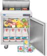 27  W 1 Door Refrigerator Sandwich Salad Prep Table Commercial Stainless Steel Fan Cooling Refrigerator with Cutting Board, 1 Shelves & 12 Pans for Restaurant, Bar, Shop-7.4 Cu.ft For Cheap