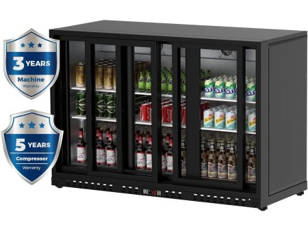 11.4 Cu.Ft Back Bar Cooler 53.2 W Beverage Refrigerator, 3 Low-E Glass Sliding Doors, Counter Height Bar Fridge,Commercial Display Refrigerator, Anti-Fog, LED Light for Beer, Wine,Soft Drinks Sale