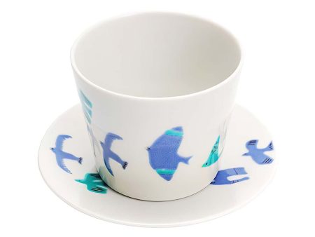 Harekutani Porcelain Blue Bird Cup & Saucer on Sale