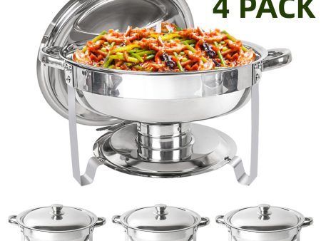 IMACONE Chafing Dish Buffet Set, 5Qt 4-Pack Stainless Steel Round Catering Warmer Set for Breakfast Cheap