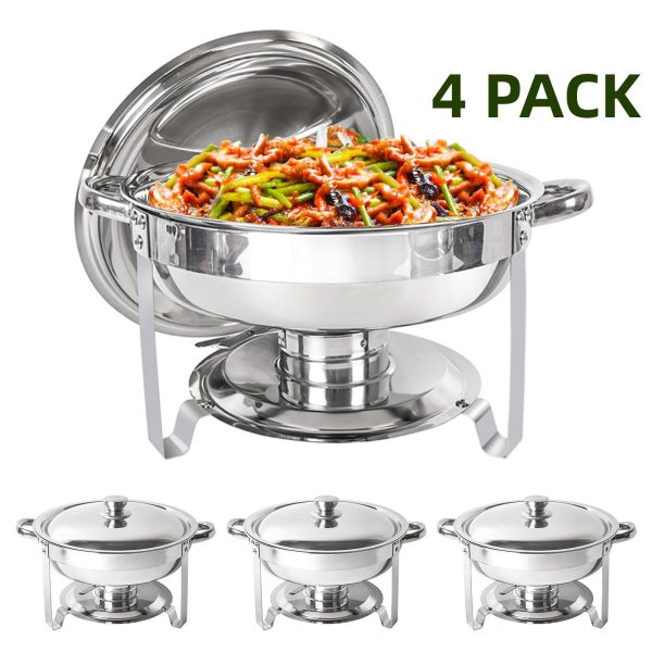 IMACONE Chafing Dish Buffet Set, 5Qt 4-Pack Stainless Steel Round Catering Warmer Set for Breakfast Cheap