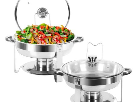 IMACONE 5QT Chafing Dish Buffet Set 2-Pack with Glass Lid & Holder, Stainless Steel Round Chafer Set for Catering For Cheap