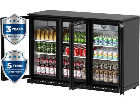 11.4 Cu.Ft Back Bar Cooler 53.2  W Beverage Refrigerator, 3 Low-E Glass Doors, Counter Height Bar Fridge, Commercial Display Refrigerator Anti-Fog, LED Light for Beer, Wine, Soft Drinks For Discount