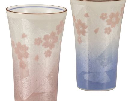 Kutani Ware Porcelain Paired Sakura Tumblers Gindami Online