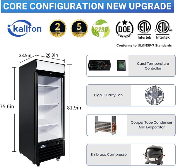 23 Cu. Ft Merchandiser Refrigerator Glass Door Commercial Beverage Refrigerators With LED Light Box For Discount