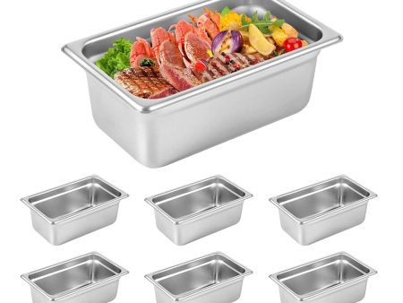 1 4 Size Hotel Pan 6 Packs, 4  Deep 304 Stainless Steel Steam Table Pan Online