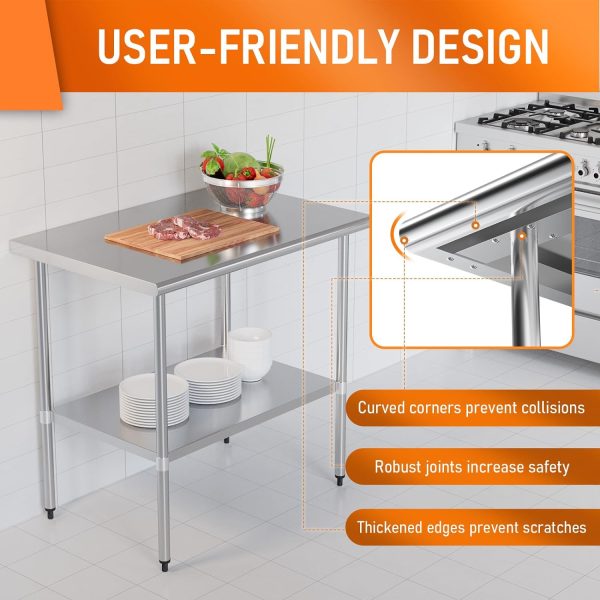 HOCCOT Stainless Steel Table for Prep & Work 24  X 36  inches with Adjustable Shelf For Sale