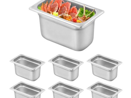 1 9 Size Hotel Pan 6 Packs, 2.6  Deep 304 Stainless Steel Steam Table Pan Discount