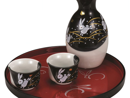 Kutani Ware Porcelain Sakeware Set Hopping Rabbit on Sale