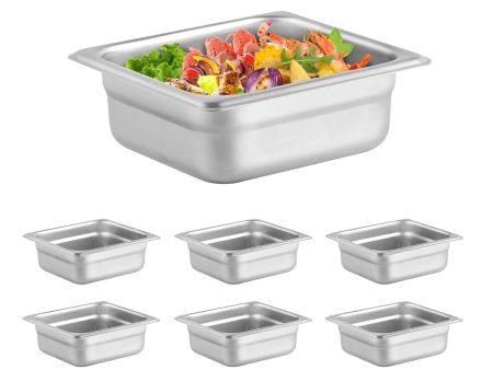 1 6 Size Hotel Pan 6 Packs, 2.6  Deep 304 Stainless Steel Steam Table Pan For Sale