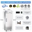 27  W Commercial Refrigerator 1 Solid Door, 23 Cu.ft Reach-in Stainless Steel Refrigerator, Upright Fan Cooling for Restaurant, Bar, Home, Shop (Equip 4 Shelves) Warehouse Shipments For Discount