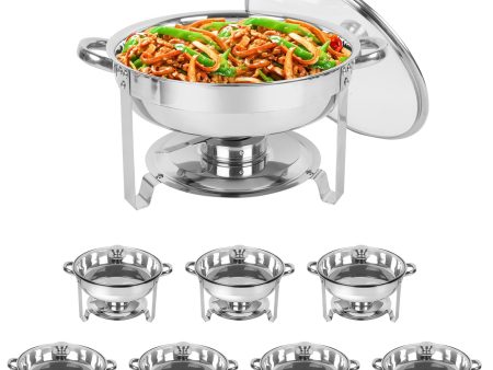 IMACONE 5QT Chafing Dish Buffet Set, 8 Pack Stainless Steel Round Glass Lid Buffet Warmer Set with for Parties Online