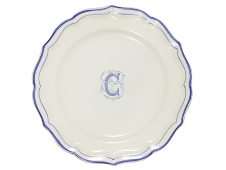 Les Filets - Dinner Plates Blue with Monogram Hot on Sale